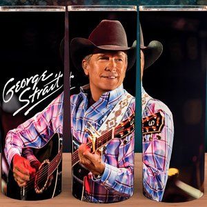 George Strait on Guitar Country Western Cup Mug Tumbler 20oz
